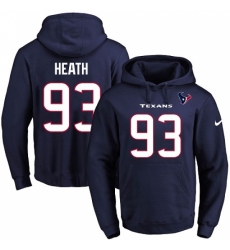 NFL Mens Nike Houston Texans 93 Joel Heath Navy Blue Name Number Pullover Hoodie
