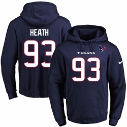 NFL Mens Nike Houston Texans 93 Joel Heath Navy Blue Name Number Pullover Hoodie