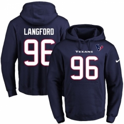 NFL Mens Nike Houston Texans 96 Kendall Langford Navy Blue Name Number Pullover Hoodie