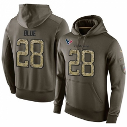 NFL Nike Houston Texans 28 Alfred Blue Green Salute To Service Mens Pullover Hoodie