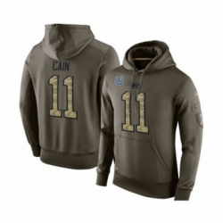 Football Indianapolis Colts 11 Deon Cain Green Salute To Service Mens Pullover Hoodie