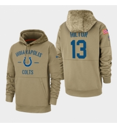 Mens Indianapolis Colts 13 TY Hilton 2019 Salute to Service Sideline Therma Pullover Hoodie Tan