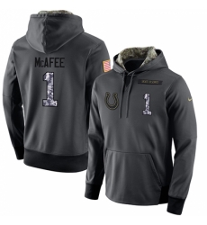 NFL Mens Nike Indianapolis Colts 1 Pat McAfee Stitched Black Anthracite Salute to Service Player Performance Hoodie