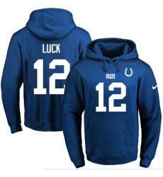 NFL Mens Nike Indianapolis Colts 12 Andrew Luck Royal Blue Name Number Pullover Hoodie
