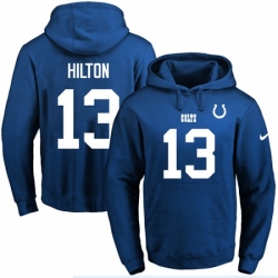 NFL Mens Nike Indianapolis Colts 13 TY Hilton Royal Blue Name Number Pullover Hoodie
