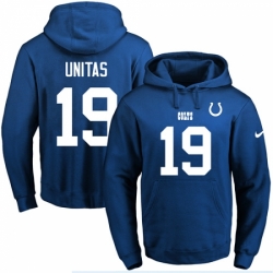 NFL Mens Nike Indianapolis Colts 19 Johnny Unitas Royal Blue Name Number Pullover Hoodie