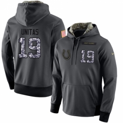 NFL Mens Nike Indianapolis Colts 19 Johnny Unitas Stitched Black Anthracite Salute to Service Player Performance Hoodie