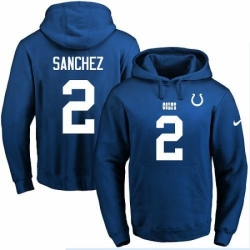 NFL Mens Nike Indianapolis Colts 2 Rigoberto Sanchez Royal Blue Name Number Pullover Hoodie