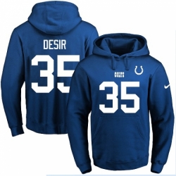 NFL Mens Nike Indianapolis Colts 35 Pierre Desir Royal Blue Name Number Pullover Hoodie