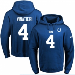 NFL Mens Nike Indianapolis Colts 4 Adam Vinatieri Royal Blue Name Number Pullover Hoodie