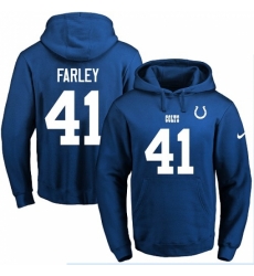 NFL Mens Nike Indianapolis Colts 41 Matthias Farley Royal Blue Name Number Pullover Hoodie
