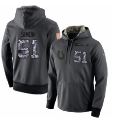 NFL Mens Nike Indianapolis Colts 51 John Simon Stitched Black Anthracite Salute to Service Player Performance Hoodie