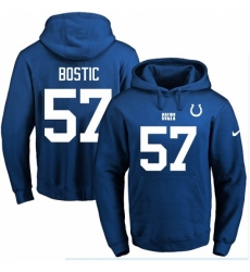 NFL Mens Nike Indianapolis Colts 57 Jon Bostic Royal Blue Name Number Pullover Hoodie