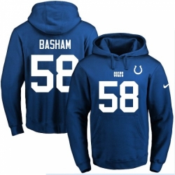 NFL Mens Nike Indianapolis Colts 58 Tarell Basham Royal Blue Name Number Pullover Hoodie