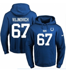 NFL Mens Nike Indianapolis Colts 67 Jeremy Vujnovich Royal Blue Name Number Pullover Hoodie
