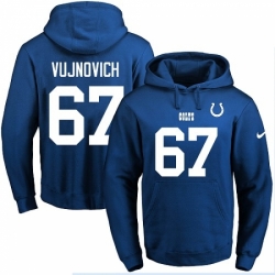NFL Mens Nike Indianapolis Colts 67 Jeremy Vujnovich Royal Blue Name Number Pullover Hoodie