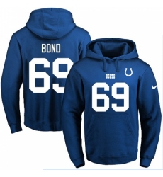 NFL Mens Nike Indianapolis Colts 69 Deyshawn Bond Royal Blue Name Number Pullover Hoodie