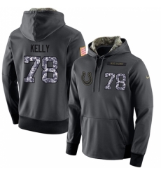 NFL Mens Nike Indianapolis Colts 78 Ryan Kelly Stitched Black Anthracite Salute to Service Player Performance Hoodie