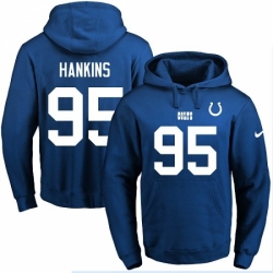 NFL Mens Nike Indianapolis Colts 95 Johnathan Hankins Royal Blue Name Number Pullover Hoodie