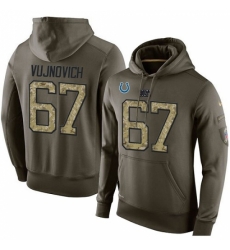 NFL Nike Indianapolis Colts 67 Jeremy Vujnovich Green Salute To Service Mens Pullover Hoodie