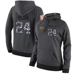 NFL Womens Nike Jacksonville Jaguars 24 TJ Yeldon Stitched Black Anthracite Salute to Service Player Performance Hoodie