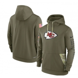Men Kansas City Chiefs 2022 Olive Salute To Service Therma Performance Pullover Hoodie