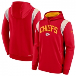 Men Kansas City Chiefs Red Sideline Stack Performance Pullover Hoodie 001