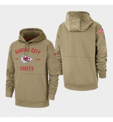 Mens Kansas City Chiefs Tan 2019 Salute to Service Sideline Therma Pullover Hoodie