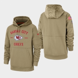 Mens Kansas City Chiefs Tan 2019 Salute to Service Sideline Therma Pullover Hoodie