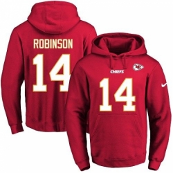 NFL Mens Nike Kansas City Chiefs 14 Demarcus Robinson Red Name Number Pullover Hoodie