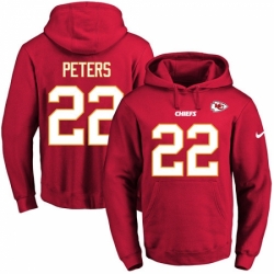 NFL Mens Nike Kansas City Chiefs 22 Marcus Peters Red Name Number Pullover Hoodie