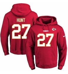 NFL Mens Nike Kansas City Chiefs 27 Kareem Hunt Red Name Number Pullover Hoodie