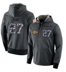 NFL Mens Nike Kansas City Chiefs 27 Kareem Hunt Stitched Black Anthracite Salute to Service Player Performance Hoodie