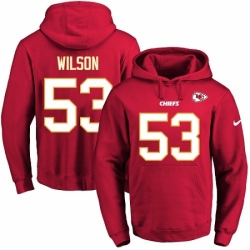 NFL Mens Nike Kansas City Chiefs 53 Ramik Wilson Red Name Number Pullover Hoodie