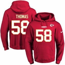 NFL Mens Nike Kansas City Chiefs 58 Derrick Thomas Red Name Number Pullover Hoodie