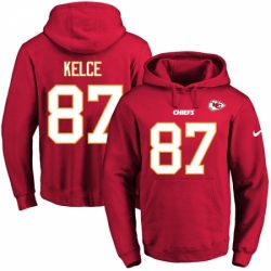 NFL Mens Nike Kansas City Chiefs 87 Travis Kelce Red Name Number Pullover Hoodie