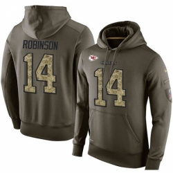 NFL Nike Kansas City Chiefs 14 Demarcus Robinson Green Salute To Service Mens Pullover Hoodie