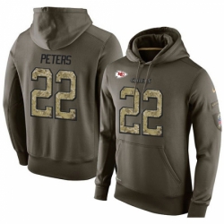 NFL Nike Kansas City Chiefs 22 Marcus Peters Green Salute To Service Mens Pullover Hoodie