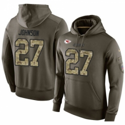 NFL Nike Kansas City Chiefs 27 Larry Johnson Green Salute To Service Mens Pullover Hoodie