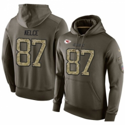 NFL Nike Kansas City Chiefs 87 Travis Kelce Green Salute To Service Mens Pullover Hoodie