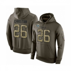Football Mens Los Angeles Rams 26 Marqui Christian Green Salute To Service Pullover Hoodie