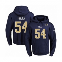 Football Mens Los Angeles Rams 54 Bryce Hager Navy Blue Name Number Pullover Hoodie