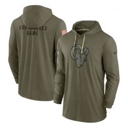 Men Los Angeles Rams 2022 Olive Salute To Service Tonal Pullover Hoodie