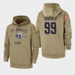 Mens Los Angeles Rams 99 Aaron Donald 2019 Salute to Service Sideline Therma Pullover Hoodie Tan