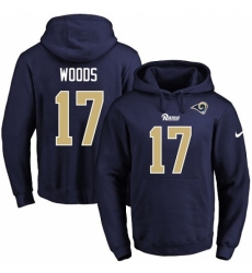 NFL Mens Nike Los Angeles Rams 17 Robert Woods Navy Blue Name Number Pullover Hoodie