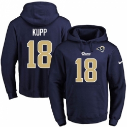 NFL Mens Nike Los Angeles Rams 18 Cooper Kupp Navy Blue Name Number Pullover Hoodie