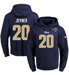 NFL Mens Nike Los Angeles Rams 20 Lamarcus Joyner Navy Blue Name Number Pullover Hoodie