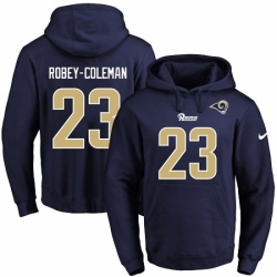 NFL Mens Nike Los Angeles Rams 23 Nickell Robey Coleman Navy Blue Name Number Pullover Hoodie