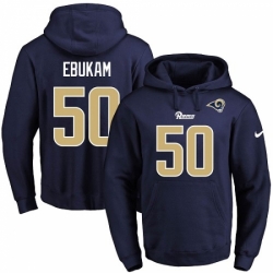 NFL Mens Nike Los Angeles Rams 50 Samson Ebukam Navy Blue Name Number Pullover Hoodie