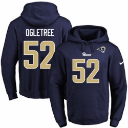 NFL Mens Nike Los Angeles Rams 52 Alec Ogletree Navy Blue Name Number Pullover Hoodie
